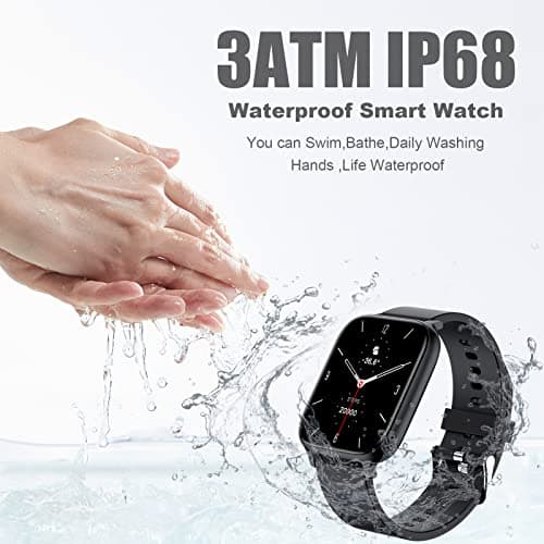 Smart Watch for Men Women Compatible with iPhone Samsung Android Phone 1.69 inch Full Touch Screen IP68 Waterproof Bluetooh Fitness Tracker Heart Rate/Sleep Monitor (Black) 6
