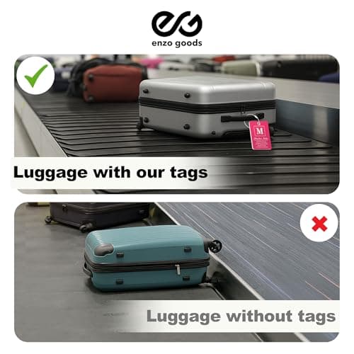 Enzo Goods Personalized Luggage Tag | Custom Luggage Tags for Suitcases | Kids Backpack Tag | 10 Color Options & Choose Font, Font Color 8