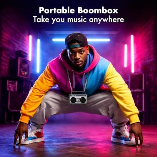 Portable Bluetooth Speakers, Retro Speakers Bluetooth Wireless Wearable Mini Bluetooth Boombox with 27” Neck Chain, FM Radio, On-Board Buttons, Dual 3W Peak Power Bluetooth Speaker for Home & Travel 7