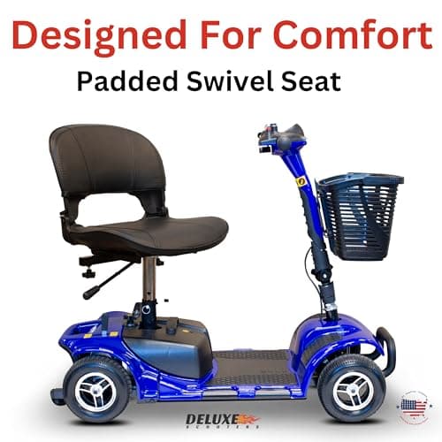 Deluxe Scooters Portable Scooter: 300 Lb Capacity, Long-Distance Mobility Scooter, Comfort Seating, LED Illumination - 10 Mile Range (Deluxe Blue) 7