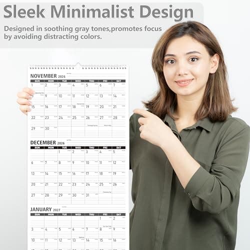 GuassLee Wall Calendar 2026, 12 Month Wall Calendar 2026 Vertical Runs From Jan 2026 to Dec 2026, 26"x12" Large Monthly Planner Wall with Big Numbers for Home Office Planning & Scheduling 6