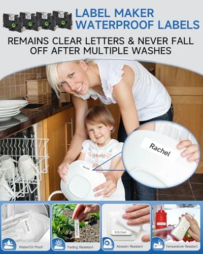 Vixic Label Maker Waterproof-Labels, Label Maker Machine with Tapes, D210S Portable Label Makers with Keyboard Powered by Type-C, Handheld Labeler Machine for School Office Organization 6