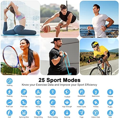 Smart Watch, 2023 Fitness Tracker Watch for Men Women, 1.69'' Touch Smartwatch Fitness Watch with Heart Rate Monitor/Pedometer/Sleep Monitor, 25 Sports Waterproof Activity Tracker for Android Molocy 6