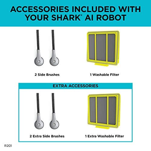 Shark AI Robot Vacuum, Smart Mapping|Scheduling|Pet Hair Pick Up|Logical Navigation, Black/Silver (RV2001), Carpet 13