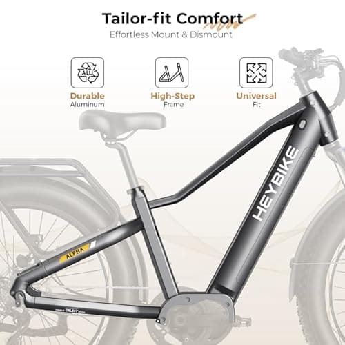 Heybike Alpha Electric Bike for Adults,1500W Peak Mid-Drive,28MPH Off-Road E-Bike with 680Wh Battery (70Miles), 26" x4.0 Fat Tires with 8-Speed, Torque Sensor,Hydraulic Brake 8