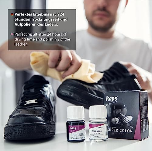 Dye with Primer for Natural and Synthetic Leather Shoes, Kaps Super Color and Preparer, 70 Colors (158 - Air Blue) 6