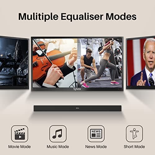 SYLVOX Elf S2 Soundbar, Bluetooth Sound bar for TV IP65 Waterproof, 60W TV Speaker with 3D Surround Sound, Movie/News/Music Mode, Wireless Connection, HDMI ARC, Music Streaming, Wall Mountable 5