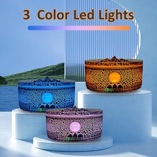 Essential Oil Diffuser for Home，Volcano Diffusers for Essential Oils Large Room with Jellyfish & Flame Mist Mode,3 Timer&3 Colors Light,Auto Shut-Off,300ml Aromatherapy Diffuser for Bedroom，Office,Gym 7