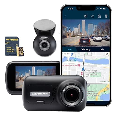 Nextbase 322GW Dash Cam Front + Rear Window Camera + 32GB SD Card - Small with App - Full 1080p/60fps HD in Car Camera- WiFi Bluetooth GPS-SOS Emergency Response, Parking Mode