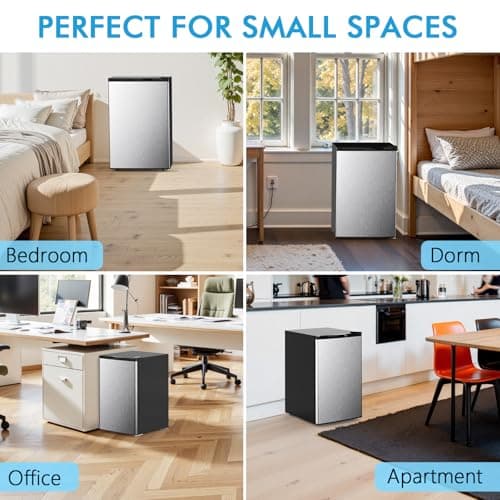 COWSAR 3.0 Cu.Ft Upright Freezer, Compact Freezer, Standing Deep Freezer with Adjustable Thermostat, Removable Shelves & Reversible Door, Fast Cooling for Office,Dorm,Commercial,Silver 7