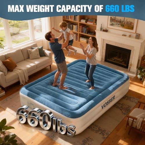 VOSSER Queen Air Mattress with Built-in Pump,Fast & Easy Inflation/Deflation Inflatable Mattress, Foldable Blow Up Mattress with Storage Bag, Inflatable Bed for Home, Camping & Guests 7