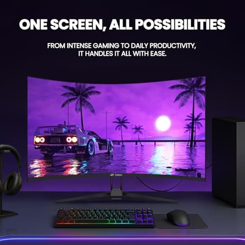 CRUA 32" Curved Gaming Monitor, 4k UHD(3840 * 2160P) VA Screen, 1500R, 144Hz/160Hz Computer Moniter, Supports AMD Freesync, 120% sRGB, Built-in Speakers, Wall Mountable Installs(HDMI 2.1/DP 1.4)-Black 7