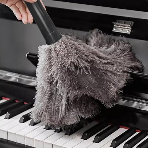 FeelfunFeather Retractable Feather Duster-Genuine Ostrich Feathers,Anti-Static,Reusable Eco-Friendly Handheld Cleaning for Keyboard,Home,Car,Office(10 to 15 Inches) 1 Pack 7