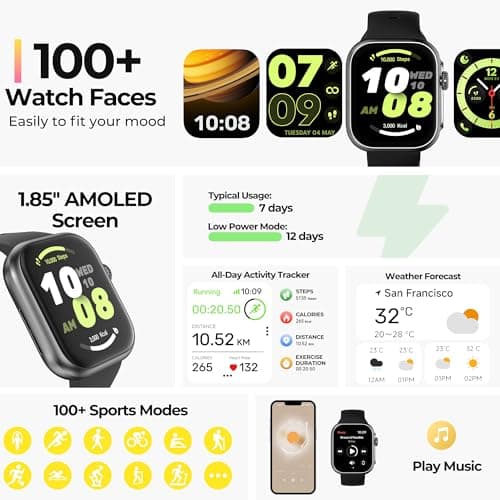 Smart Watch [GPS, Alexa Built-in], 24/7 Heart Rate Monitor with HRV, SpO2/Stress/Sleep Tracker, Calls & Messages, 3ATM Waterproof, 12-Day Battery, 100+ Sport Modes Fitness Smart Watches for Men Women 8