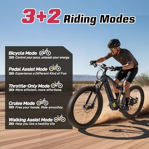 PASELEC Electric Bike for Adults, 27.5''*3.0 City Mountain Ebike with Peak 1000W 35MPH Brushless Motor, 768Wh Removable Battery, Up to 70 Miles Range 8-Speed &Dual Hydraulic Suspension Shock Absorber 6