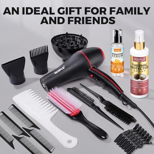 21Pcs Professional Hair Dryer Kit - Ionic, Lightweight, Low Noise, Constant Temperature, 1800W Blow Dryer for Women and Men - Includes Hair Dryer, Nozzles, and Accessories Set 9