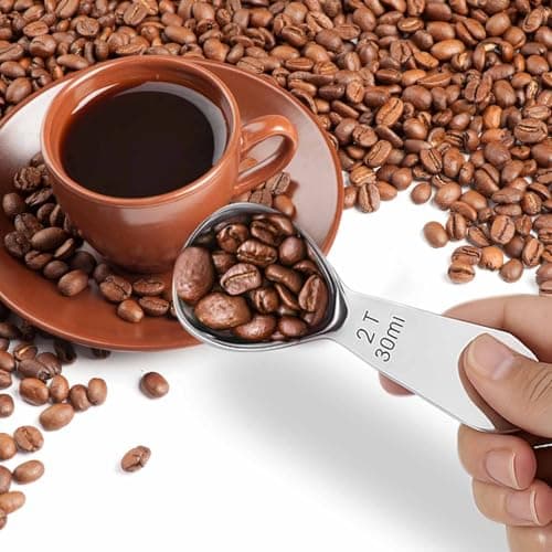 18/8 Stainless Steel Coffee Measuring Spoon 2 Tablespoon Coffee Scoop Short Handle Measuring Spoon for Ground Coffee Tea Sugar Flour Exact Measuring Spoons (30ml) 5