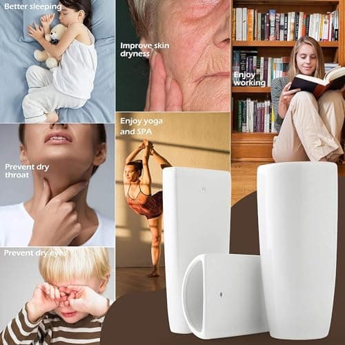 4 Pieces White Ceramic Radiator Hanging Humidifier Set，Controls Dry Air Moisture Humidity with Free Hanging S Hooks，Eco Friendly No Electricity Required, Easy to Clean (Ceramic White) 6