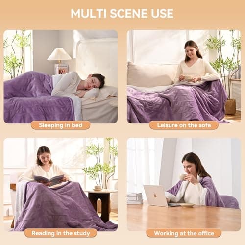 EDENLUNE Heated Blanket Throw Electric Blanket 50''x60'' Heating Blanket with 9 Heating Levels 10 Timer Modes Auto-Off Fast Heating Overheat Protection ETL Certified Machine Washable Gift 6