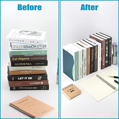 Adjustable Bookends, Book Holders for Shelves, Metal Book Ends for Heavy Books, Extends Up to 17 Inches Used in Office, Desk and School (Blue) 5