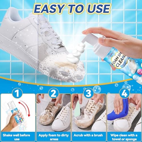 MiotuHome Shoe Cleaner, 6.76 Oz Sneaker Cleaner with Shoe Brush, White Shoe Cleaner, Shoe Cleaner Kit for Leather Knit Boots 7