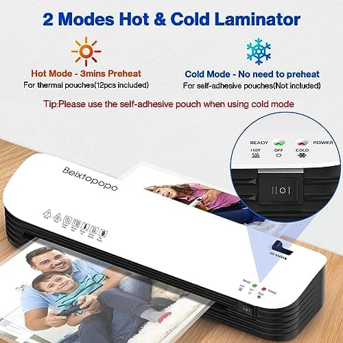 Thermal Laminator, 8.5x11 Laminator, 9 Inch Laminater Machine with 12 Laminating Sheets, A4/A5/A6 Personal Hot Cold Laminating Machine for Home School Teachers Office, Anti-Jam 5