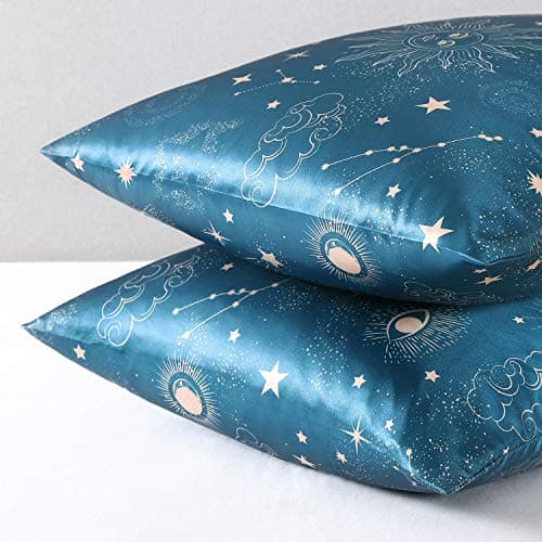 EXQ Home Silky Satin Pillowcase for Hair and Skin,Printed Cooling Pillow Cases Standard Size Set of 2 Satin Pillow Case 2 Pack with Envelope Closure (20x26 inches) 5