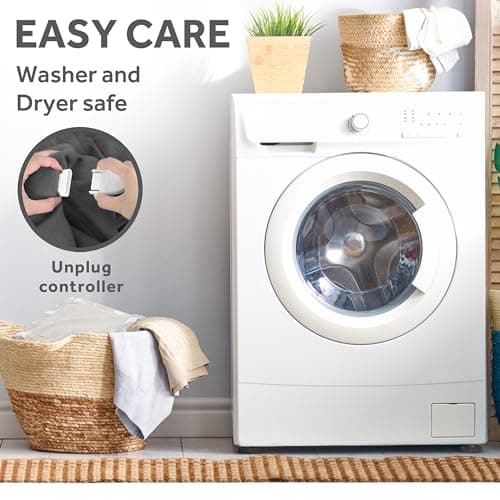 Sunbeam Royal Sherpa Foot Pocket Heated Throw Electric Blanket, 50" x 60", 4 Heat Settings, 4-Hour Auto Shut-Off, Warming Throw for Couch or Bed, Fast Heating, Machine Washable, Natural 10