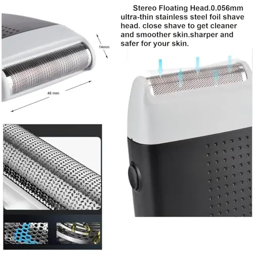 VSTSERIES Corded Electric Foil Shaver,Professional Close Shave Razor,Bald Head Shavers for Men,Barber Shop Fade Style Clipper,Face Stubble Beard Smooth Trimmer,12v Powerful Motor,Only Corded Use 6