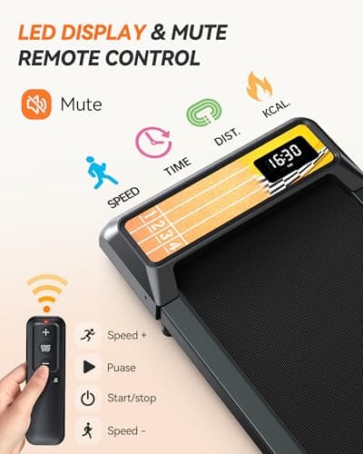 VITALTRACK Walking Pad Treadmill with Incline, 2.5 HP Portable Under Desk Treadmill Small, Compact Treadmills for Home and Office, Walking Jogging Running Machine with Remote Control and LED Display 5