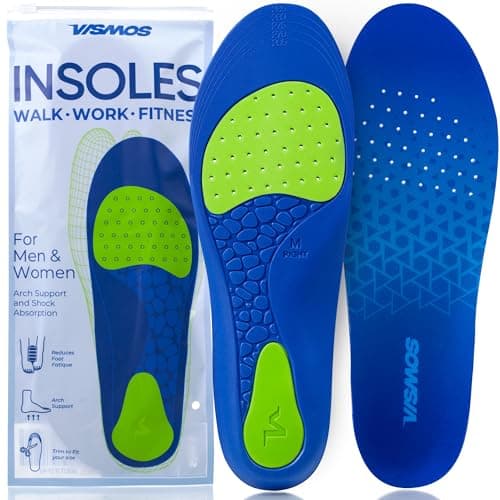 VISMOS Low Arch Support Inserts for Men & Women – Orthotic Comfort Insoles for Flat Feet, Walking, Work & Standing All Day – Reduces Foot Fatigue – Steppers Insoles