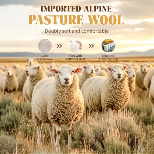 Baauye Luxury 100% Organic Australian Wool Mattress Topper Queen Size-5 (60"x80" Cream) 6