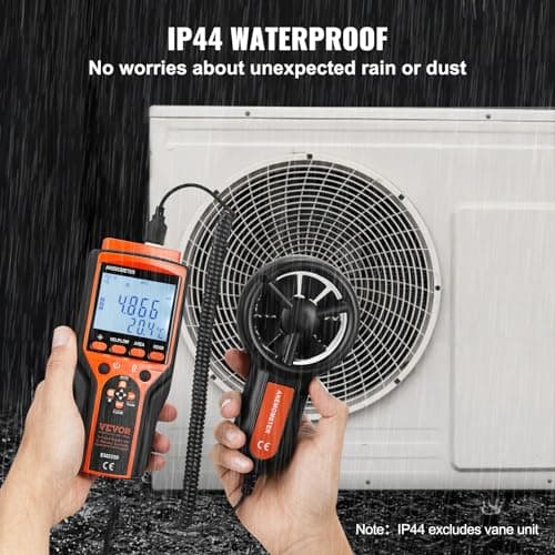 VEVOR Split Handheld Anemometer, 14-140, Digital Wind Speed CFM Meter Gauge with LED Backlight Screen, Measures Wind Velocity Temperature Air Flow, for Sailing Surfing Flying HVAC 6