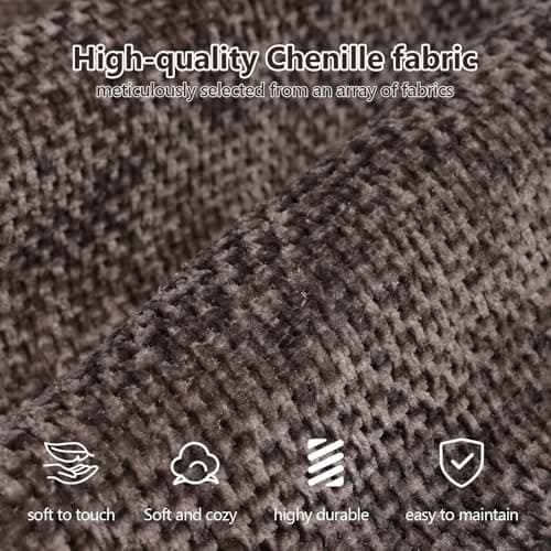 107'' L-Shaped Modern Modular Sectional Cloud Couch, 4-Seat Chenille Deep-Seat Sofa with Pillow for Living Room, Bedroom, Apartment, Camel 6