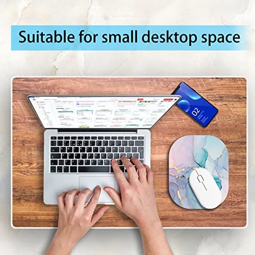 Small Mouse Pad，Mini Mouse Pad 6 x 7 Inch，for Laptop Keyboard Tray Wireless Mouse Home Office Travel，with Non-Slip Rubber Base, Waterproof Mouse Mat，Cyan Blue Marble 3