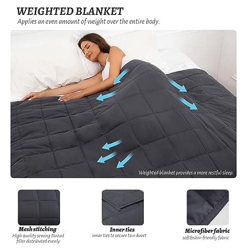 PRETTY NIGHT Weighted Blanket 20lbs King Size Dark Grey 88"x104" Weighted Blankets for Adults Heavy Blanket are Comfortable and Cozy 6