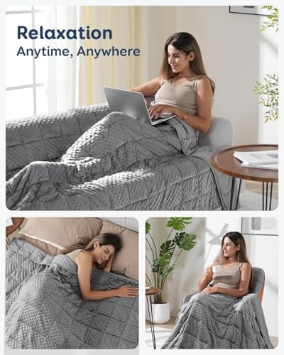 Kivik Breathable Weighted Blanket for Adults, 15 lbs Ultra Soft Minky Dot Heavy Blankets, Reversible Cooling and Warm Blanket for All Seasons, Machine Washable, 60"x80" Queen Size, Grey 5