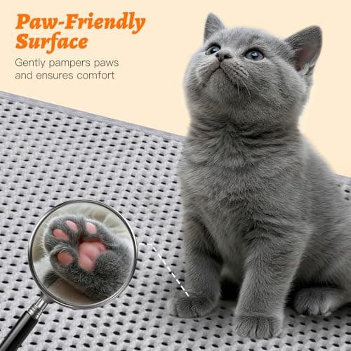 Cat Litter Box Mat for Small Cats, Double Layer Honeycomb Cat Litter Trapping Mats, Waterproof Urine Proof Non-Slip Litter Pad for Indoor Kitty Cat Litter Rug, Easy to Clean Grey (23.6'' x 14.9'') 7