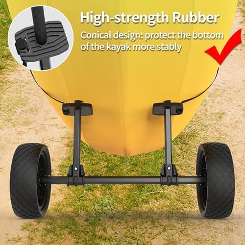 Quick-Detachable Aluminum Sit on Top Kayak Cart, Width Adjustable Canoe Trolley with Widebody No-Flat Tires, Strong Load Capacity, Suitable for Kinds of Kayaks and Canoe with Plug Holes 5
