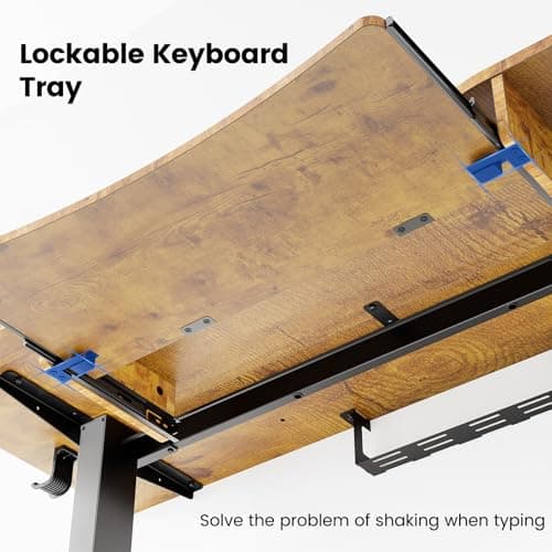 HUANUO 48" x 26" Electric Standing Desk with 2 Drawers & 26.7" Large Keyboard Tray, C-Clamp Mount Compatible, Adjustable Computer Desk for Home Office, Stand Up Desk with 4 Height Presets, Vintage 6