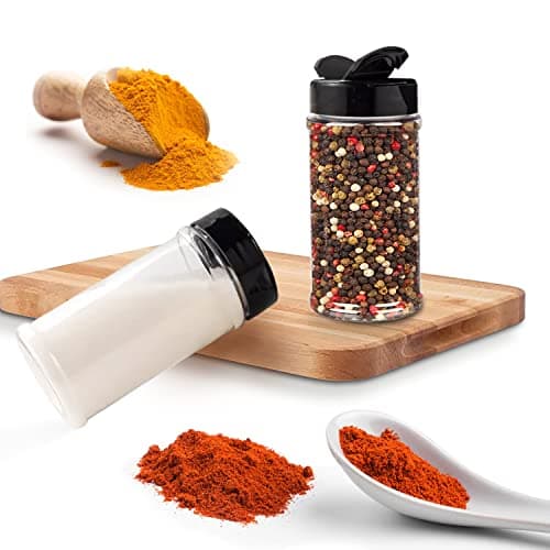 RoyalHouse 6 Pack 16 Oz Plastic Spice Jars with Black Cap, Clear and Safe Plastic Bottle Containers with Shaker Lids for Storing Spice, Herbs and Seasoning Powders, BPA Free, Made in USA 5