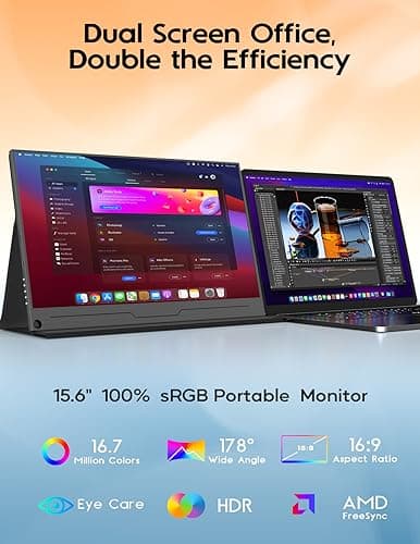 ZSCMALLS 4K Portable Monitor, 15.6" 3840 * 2160 Laptop Extended Monitor, 1500:1 100% sRGB USB-C HDMI Portable Gaming Monitor HDR Travel Monitor with Speakers & Smart for Laptop PS5/4 Xbox Switch 3