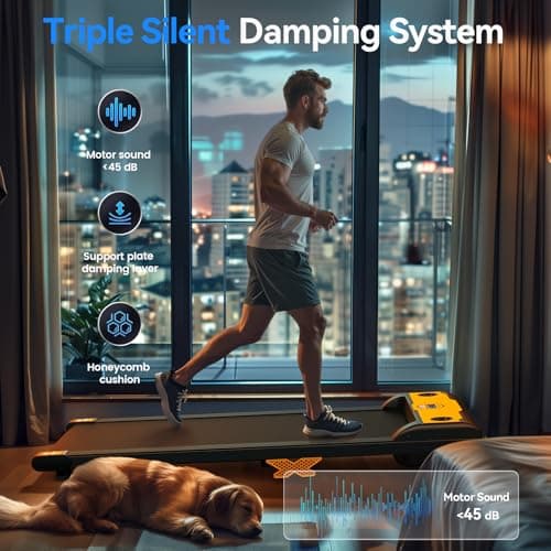 Servfit Walking Pad with Incline, 2.5HP Under Desk Treadmill, 3 in 1 Portable Treadmill with Remote Control, LED Display, Hidden Safety Switch, Mini Walking Jogging Machine for Home Office, Yellow 7