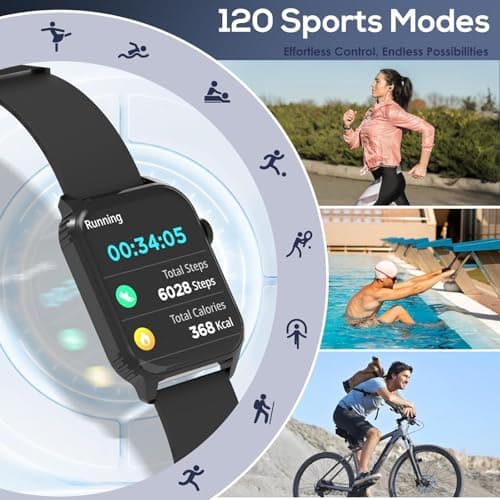 TRAUSI Smart Watch for Men, 1.83" HD Smartwatch with Heart Rate, Sleep Monitor, IP67 Waterproof, Bluetooth Call, Music Control Watch for iPhone/Android Black 5