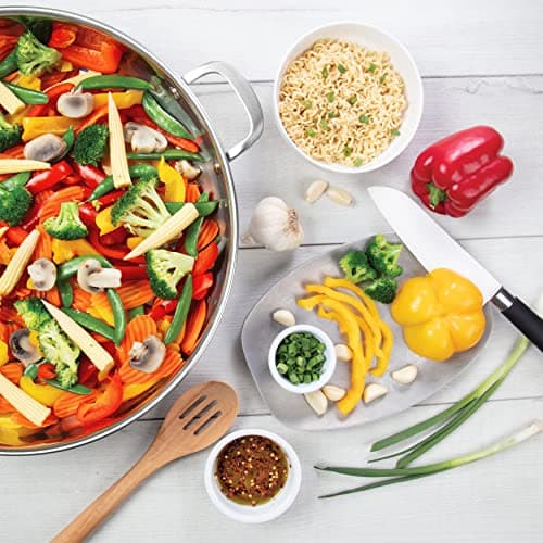 XL Electric 16" Skillet By CucinaPro- 18/10 Stainless Steel Frying Pan with Tempered Glass Lid and Handle, Round with Adjustable Temperature Control Probe, Portable, Includes Recipe Guide, Great Gift 7