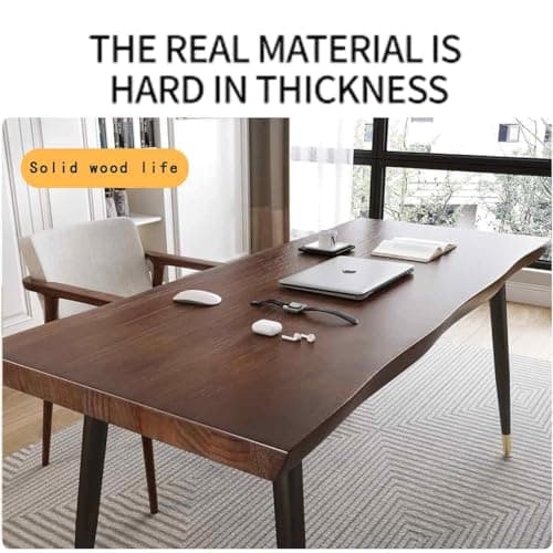 Sihtengxxhongs Modern Simple Style 55" Standing Desk Study Computer Desk - Black Metal Frame, Solid Wood Planks, for Home Office Bedroom 5