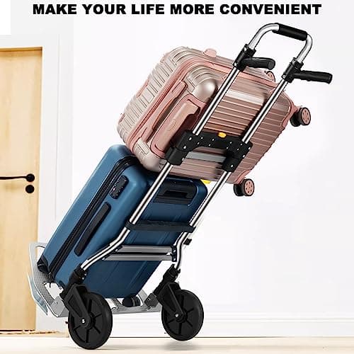330 LB Capacity Folding Hand Truck Dolly Cart, Portable Aluminum Dolly Cart with Telescoping Handle and Rubber Wheels for Moving,Shopping,Travel,Office Use. 7