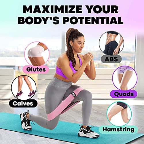 Fabric Resistance Bands for Working Out – 4 Durable Exercise Bands for Women & Men, Non-Slip & Non-Pinching Workout Bands – Multiple Resistance Levels Booty Bands for Legs Butt Glutes Hips Abs & More 5