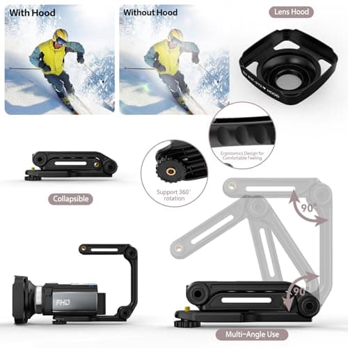 CUTELULY Video Camera Camcorder,HD 1080P 30FPS 36MP 270 Degree Rotation,16X Zoom Digital Camera, Night Vision Vlogging Camera for YouTube with External Microphone,Lens Hood, Remote Control, Stabilizer 6