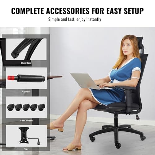 VEVOR Office Chair Base Replacement, 28", 2500 lbs Static Load, Heavy Duty Universal Computer Desk Chair Stool Part With 5 Casters, Gas Cylinder & Seat Plate, Black 7